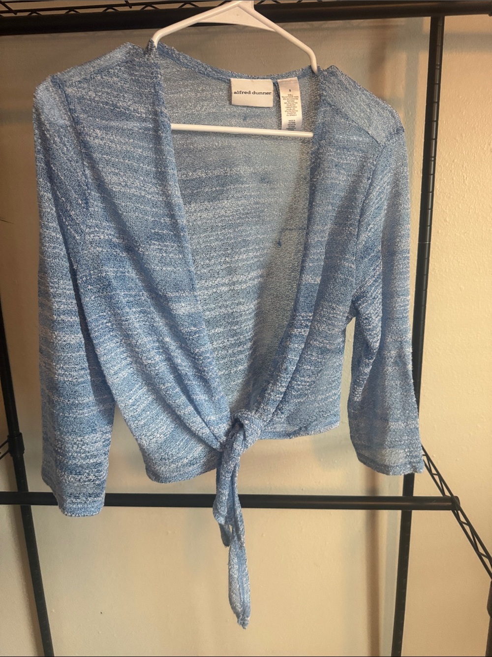 Alfred Dunner Sky Blue Tie-Front Cardigan